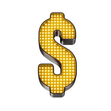 cifr&atilde;o com luzes de LED Amarelo Neon , estilo marquee, fundo transparente. Especial Ofertas de Black Friday.