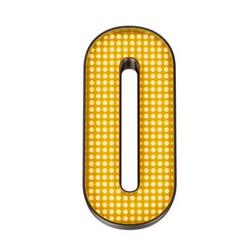 N&uacute;mero zero com LEDs dourados, letreiro met&aacute;lico 3D, fundo transparente. Especial Ofertas de Black Friday.