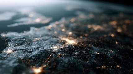 Intricate logistics network map with glowing digital overlays