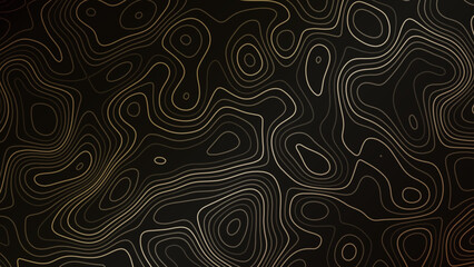 Dark background with flowing contour lines in gold and beige