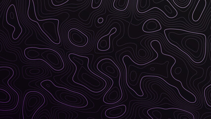 Dark purple topographic map lines abstract background