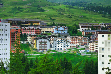 Tourist residential village at Tonale Pass, Trentino Alto-Adige, Italy