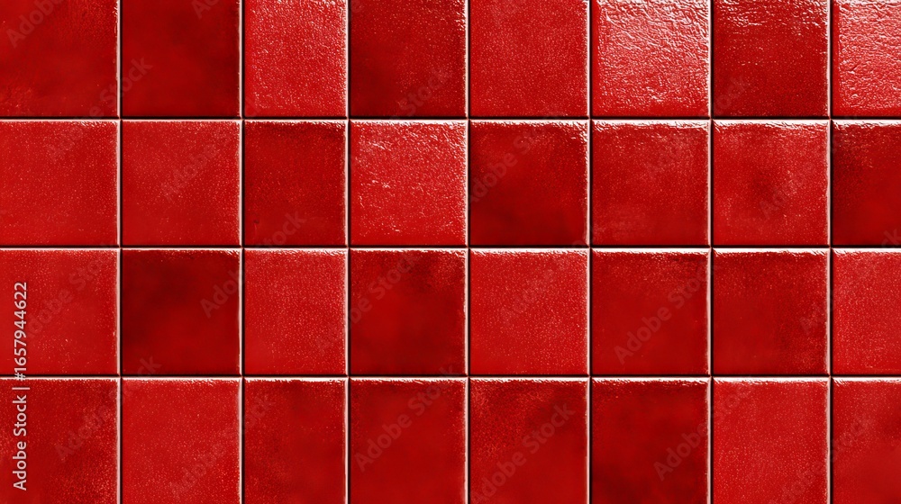 Poster vibrant red glossy square tiles create a dynamic, textured background for modern design projects
