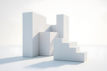 Fototapeta premium White geometric shapes minimalist design for product display background and photography
