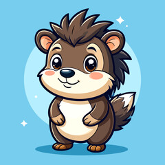 Obraz premium Adorable Cartoon Hedgehog with Spiky Brown Fur and Big Eyes