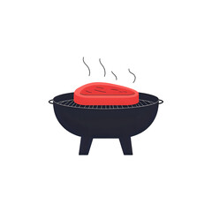 Sizzling Steak on a Cast Iron Grill: A Culinary Illustration