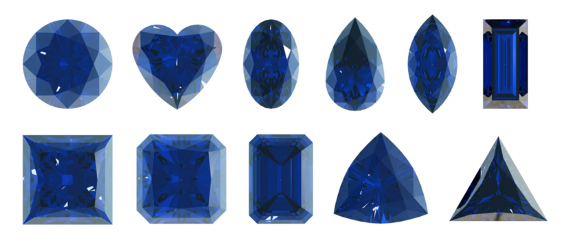 様々な種類の形のサファイアのセット1