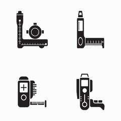 Naklejka premium Set of laser measuring tool icons isolated on white background