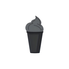 Dark Charcoal Gray Ice Cream Cup: Minimalist Dessert Icon