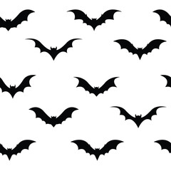Seamless Halloween Bat Silhouette Pattern Background