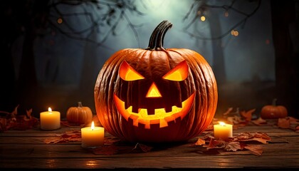 Fototapeta premium pumpkin fruit on a night background