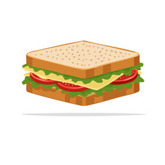 Delicious Sandwich:  A Close-Up View of a Tasty Wheat Bread Sandwich with Cheese and Tomato