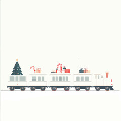 Obraz premium Christmas Train with Gifts and Tree, Holiday Celebration, Festive Season