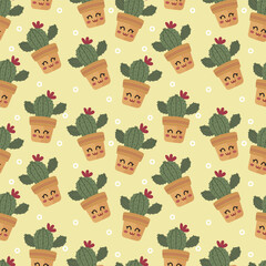 Charming cactus fabric design by kawaii_kawaii, offered for custom fabric creations on Spoonflower.