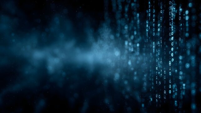 Floating digital code in a cyberspace backdrop