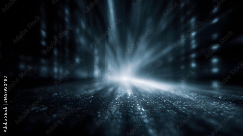 Aufkleber glowing binary code tunnel in motion