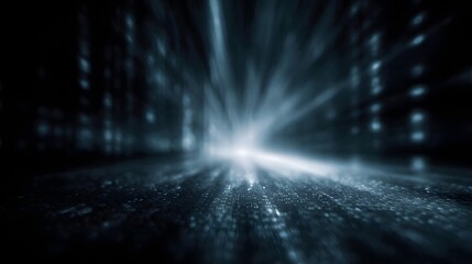 Glowing binary code tunnel in motion