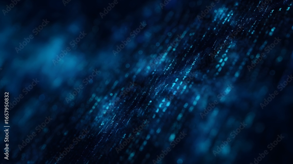 Poster abstract digital code and graph overlays on a blue background