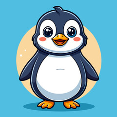 Obraz premium Adorable Cartoon Penguin with Big Eyes and Happy Expression