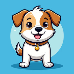 Fototapeta premium Adorable Cartoon Dog with Brown and White Fur, Smiling and Happy