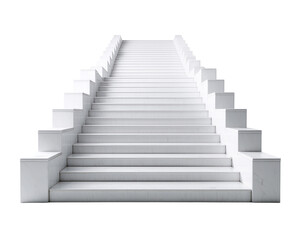 Abstract White Stairway Architecture Isolated on Transparent Background