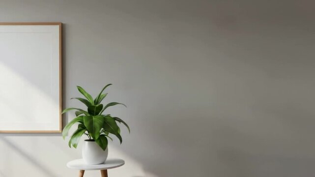 Blank Frame Mockup Sliding Reveals Minimalist Interior Design, Stylish Home