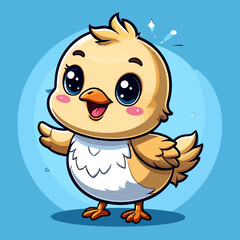 Obraz premium Adorable cartoon chick with big blue eyes and fluffy yellow feathers