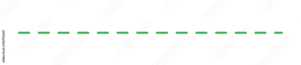 Poster green dashed straight line isolated on transparent background, rectangular dash stroke minimal seaml