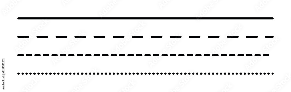 Poster straight line set collection isolated transparent background black outline stroke design dotted dash