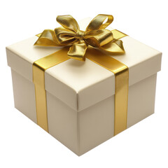 gift box with golden ribbon isolated on white or transparent background