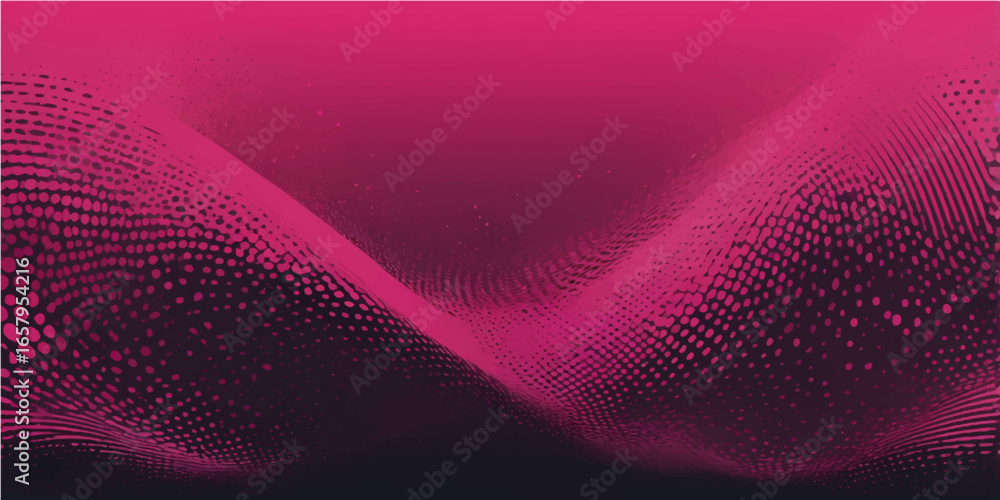 Poster abstract vector background with dynamic flow of pink and purple curves, creating a modern digital wa