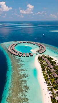 Vue a&eacute;rienne de villas de luxe aux Maldives
