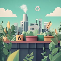 Eco animation of recycling process with environment focus high resolution picture