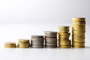A stack of coins growing in size from left to right, symbolizing the growth and success that comes with financial practices