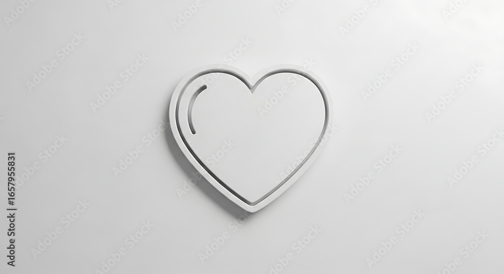 Aufkleber a minimalistic white heart symbol with a small curved line inside on a white background ai generated