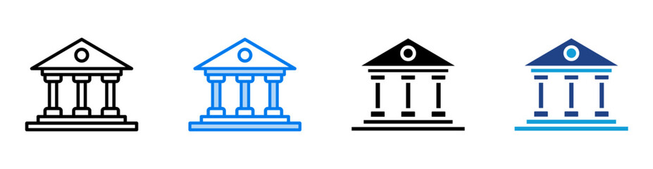 Bank icon set multiple style collection