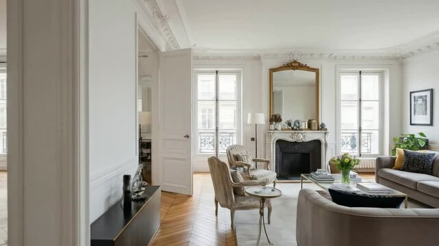 Exploring Elegant French Apartment: Light-Filled Living Room Interior Design