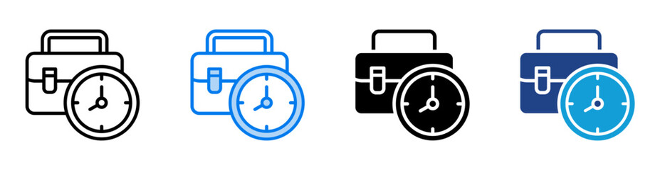 Working hours icon set multiple style collection