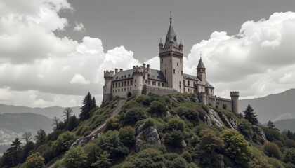 castle on the hill copy space position subject clearly.