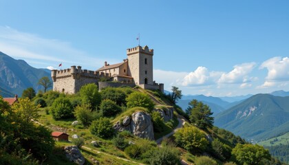 Obraz premium castle on the hill copy space position subject clearly.