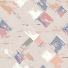 Obraz premium Abstract Pastel Geometric Pattern with Brush Strokes in Soft Colors.