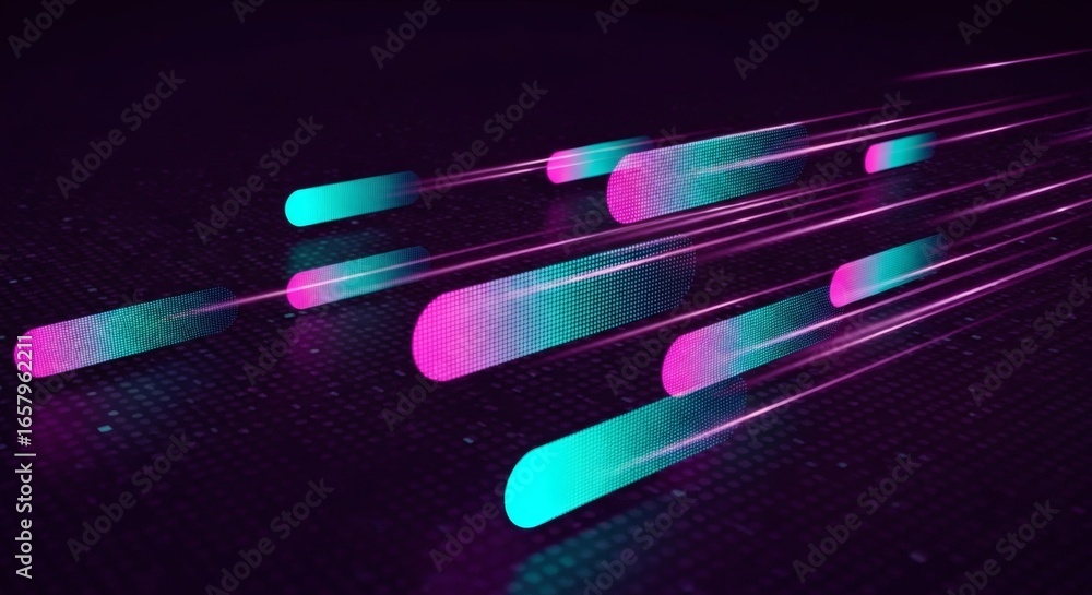 Canvas Prints futuristic abstract of neon light streaks on a dark background