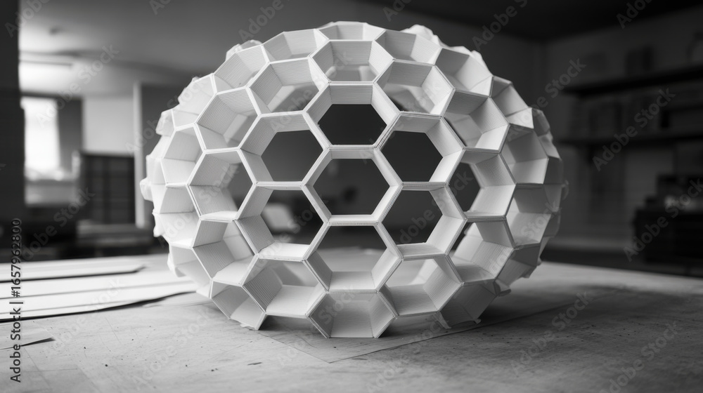 Aufkleber Intricate honeycomb structure crafted in a design studio showcasing advanced architectural modeling techniques