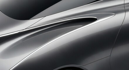 Silver car body with sleek lines and integrated lighting