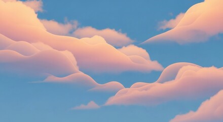 Soft pink clouds with smooth curves against a blue sky