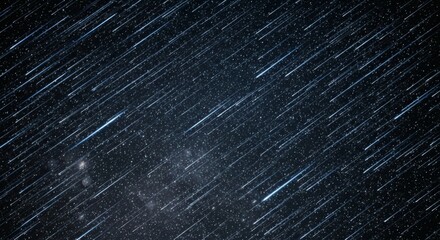 Streaks of light from a meteor shower across a starfilled night sky