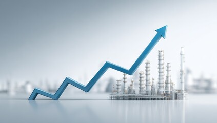 Fototapeta premium Growing Energy Sector Graph with Industrial Background