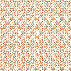 pattern featuring tiny floral motifs with leaves, scattered placement , zigzag stripe elements , cream background with earthy