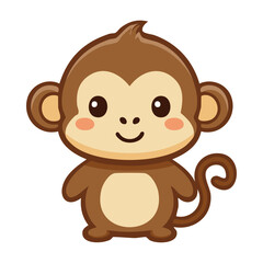 A cute cartoon Monkey, a simple flat illustration in a clipart style