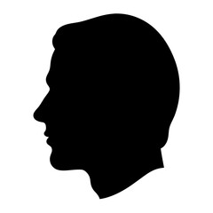 Black silhouette of a man's head in profile, facing the left